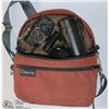 Image 1 : A CAMERA BAG W/ VINTAGE CAMERA EQUIPMENT