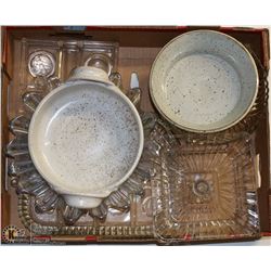 FLAT OF FANCY SERVING DISHES
