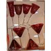 Image 1 : FLAT OF 8 PC OF RED CRYSTAL STEM WARE