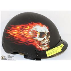 MOTORCYCLE HELMET WITH FLAMING SKULLS SIZE XS