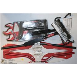 BOX OF NEW BIKE PARTS INCL CARBON FIBER SEAT