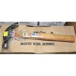 LOT OF SIX 16OZ STEEL HEAD HAMMER WITH WOOD HANDLE