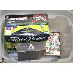 TOTE WITH ASSORTED TRIVIA GAMES INCLUDING VIKING