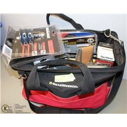 NEW GEAR WRENCH TOOL BAG WITH NEW TOOLS AND