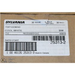 BOX OF SYLVANIA 20 FLUORESCENT BULBS
