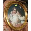 Image 1 : LARGE OVAL FRAMED PICTURE OF 2 CHILDREN