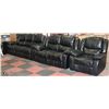 Image 1 : BLACK LEATHERETTE RECLINING SOFA, LOVE SEAT AND