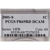 Image 3 : 2001-S LINCOLN CENT PCGS PR69RD DCAM