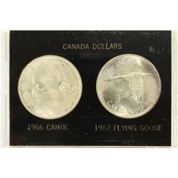 CANADA 1966 CANOE & 1967 FLYING GOOSE SILVER $'S