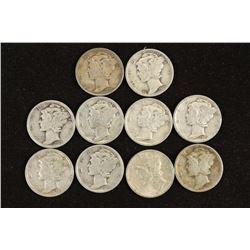 10 ASSORTED 1930'S MERCURY DIMES