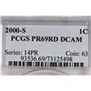 Image 3 : 2000-S LINCOLN CENT PCGS PR69RD DCAM