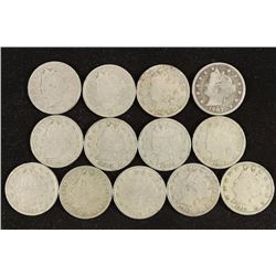 STARTER SET 1900-1912 LIBERTY "V" NICKELS 13 COINS