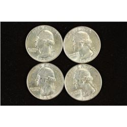 4-1964 WASHINGTON SILVER QUARTERS UNC