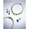 Image 1 : AN EMERALD AND YELLOW DIAMOND NECKLACE AND EARPENDANTS THE NECKLACE COMPOSED OF A GRADUATED SE