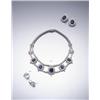 Image 1 : A FINE SAPPHIRE AND DIAMOND NECKLACE AND EARCLIPS OF FESTOON DESIGN COMPOSED OF A GRADUATED