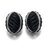 Image 1 : DAVID WEBB A PAIR OF ONYX AND DIAMOND EARCLIPS THE OVAL SHAPED ONYX PLAQUES CARVED WITH A R