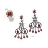 Image 1 : A PAIR OF RUBY AND DIAMOND EARPENDANTS OF OPENWORK SCROLL DESIGN SET THROUGHOUT WITH SINGLE AN