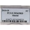 Image 3 : 2010-D LINCOLN SHIELD CENT PCGS MS65RD