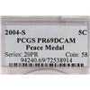 Image 3 : 2004-S PEACE MEDAL NICKEL PCGS PR69 DCAM