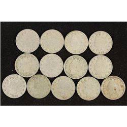 LIBERTY "V" NICKEL 1900-1912 13 COINS TOTAL ALL