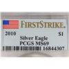 Image 3 : 2010 AMERICAN SILVER EAGLE PCGS MS69