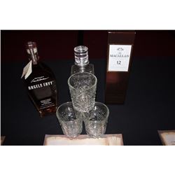 *DECORATIVE VASE WITH TWO BOTTLES OF SPIRITS*