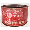 Image 1 : VINTAGE OMAR COFFEE ADVERTISING TIN