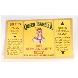 VINTAGE QUEEN ISABELLA BOYSENBERRY JELLY ADVERTISING LABEL