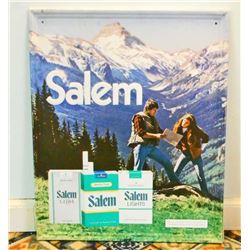 VINTAGE SALEM CIGARETTES TOBACCO EMBOSSED METAL ADVERTISING SIGN