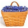 Image 1 : VINTAGE LONGABERGER HANDWOVEN BASKET W/ BLUE LINER