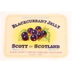 VINTAGE BLACKCURRANT JELLY SCOTT OF SCOTLAND ADVERTISING LABEL