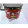 Image 1 : 3.5" x 5" 1950's Folger's Coffee Tin, Note Lid is not Correct (looks like Maryland Club Top)