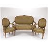 Image 1 : AN ANTIQUE CARVED, WALNUT FRAMED SALON SUITE, in the Louis XV manner, comprising:, -an open a...