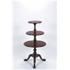 Image 1 : AN EARLY GEORGE III MAHOGANY DUMB WAITER, the three tiers separated by, baluster supports, on t...