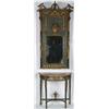 Image 1 : AN EARLY 19TH CENTURY ITALIAN CONSOLE TABLE AND MATCHING PIER GLASS, both lacquered and, gilded...