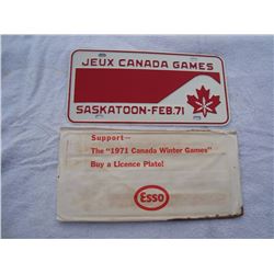 1971 Canada Winter Games Collector Licence Plate, Saskatoon, In Original Envelope
