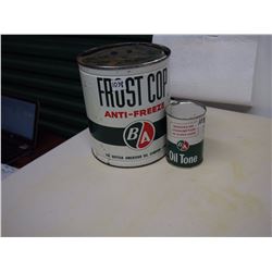 B/A Tins, Frost Cop Anti Freeze Can, One Gallon, W/ Can of Oil Tone, 14 Ounces