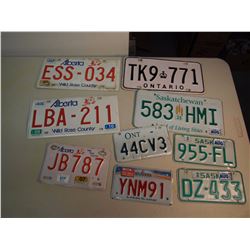Lot Of Misc. License Plates (Ont, NB, Alta, Sask) (Various Sizes) (9)