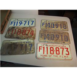Lot Of Saskatchewan License Plates (1972-1973) (6)