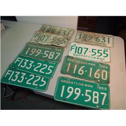Lot Of Saskatchewan License Plates (1968-1969) (9)