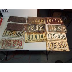 Lot Of Saskatchewan License Plates (1946, 1948, 1951-1959) (11)