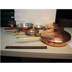 Lot of Brass Pans With Measuring Cup (5)