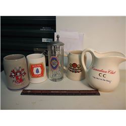 Lot Of Mugs & Misc. (Beck’s Brier, Molson Export, Riegel Bier, Thorbrau, Canadian Club) (5)
