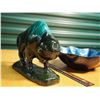 Image 2 : Blue Mountain Buffalo Table Piece W/ Pottery Bowl