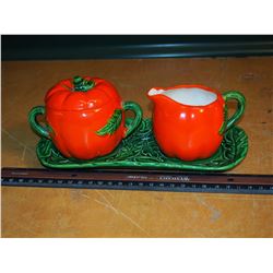 Tomato Plant Themed Cream and Sugar