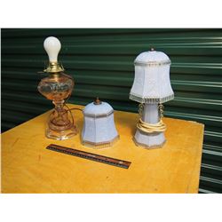 Working Glass Lamps (2)(One With No Shade, One With Two Matching Shades)