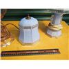 Image 3 : Working Glass Lamps (2)(One With No Shade, One With Two Matching Shades)