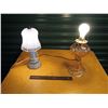Image 6 : Working Glass Lamps (2)(One With No Shade, One With Two Matching Shades)