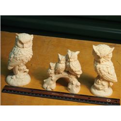 Italian Made Owl Statue Set