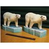Image 1 : Pair of Polar Bear Wood Statues (Created by Quebec Sculptor Denys Heppel, Signed)